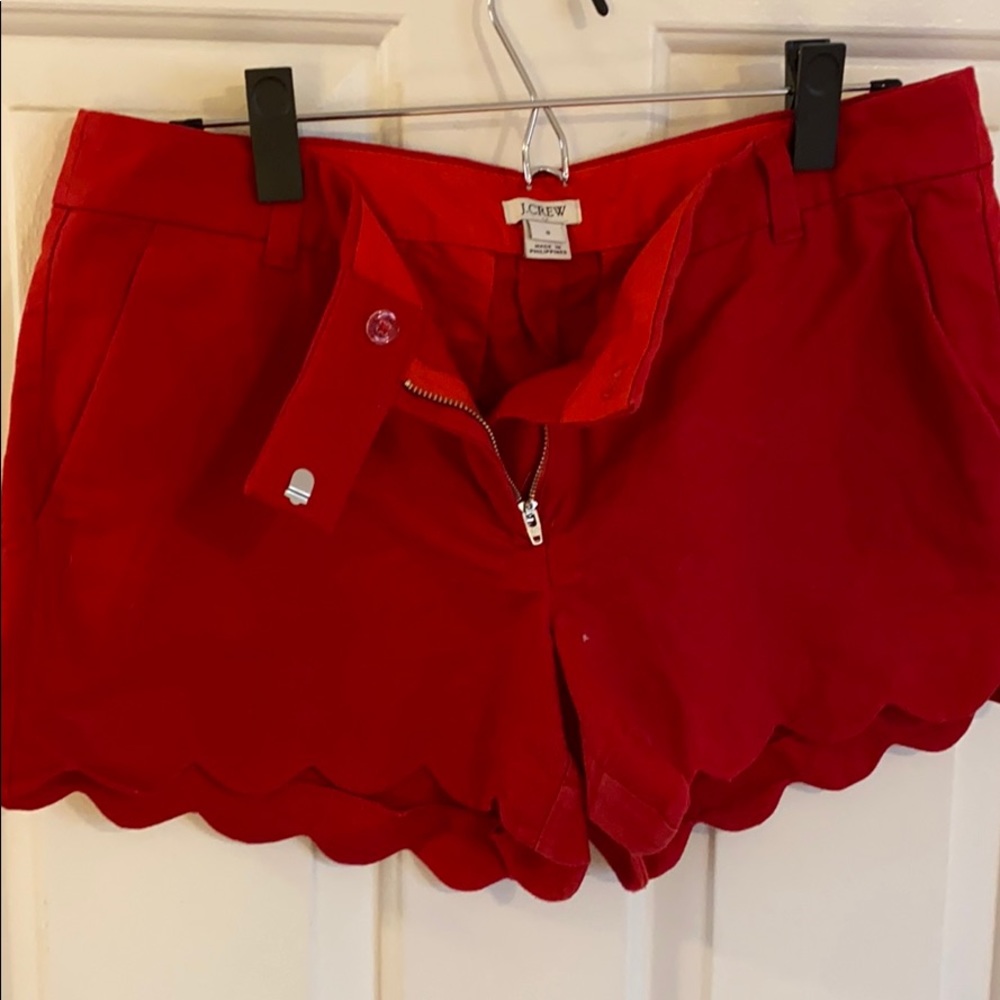 J Crew red linen shorts